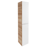 Fackelmann Hochschrank "B.Brillant" Ast-Eiche/Glas Weiß 1