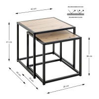 Haku Beistelltisch 2er Set Schwarz/Eiche 5