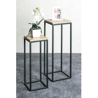 Haku Blumenständer / Blumensäule 2er-Set schwarz-eiche 6