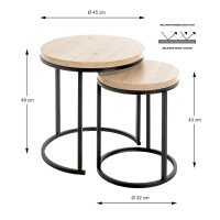 Haku Beistelltisch 2er Set Schwarz/Eiche 5