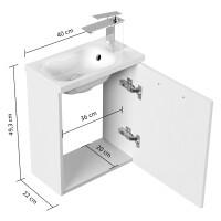 Gäste WC Raumspar-Waschplatz " Pieni 40 cm" Weiß Hochglanz 7