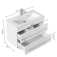 Badmöbel Waschplatz "Portus 700 SlimLine" 70 cm Grafit