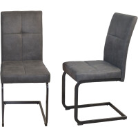 Moderner Schwingstuhl 2er-Set grau/schwarz 4