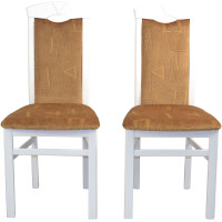 Massivholzstuhl - Esszimmerstuhl 2er-Set Weiß/Beige 3