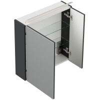 Badezimmer Spiegelschrank 2-türig LED-Lampe 60 cm Grafi