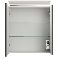 Badezimmer Spiegelschrank 2-türig LED-Lampe 60 cm Grafi