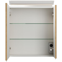 Badezimmer Spiegelschrank 2-türig LED-Lampe 60 cm Eiche