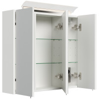 Badezimmer Spiegelschrank 3-türig LED-Lampe 70 cm Wei&s