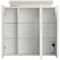 Badezimmer Spiegelschrank 3-türig LED-Lampe 70 cm Wei&s