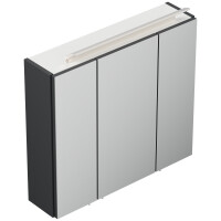 Badezimmer Spiegelschrank 3-türig LED-Lampe 70 cm Grafi
