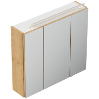 Badezimmer Spiegelschrank 3-türig LED-Lampe 70 cm Eiche