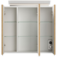 Badezimmer Spiegelschrank 3-türig LED-Lampe 70 cm Eiche