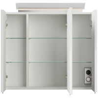 Badezimmer Spiegelschrank 3-türig LED-Lampe 75 cm Wei&s