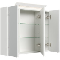 Badezimmer Spiegelschrank 3-türig LED-Lampe 80 cm Wei&s