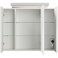 Badezimmer Spiegelschrank 3-türig LED-Lampe 80 cm Wei&s