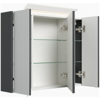 Badezimmer Spiegelschrank 3-türig LED-Lampe 80 cm Grafi