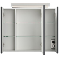 Badezimmer Spiegelschrank 3-türig LED-Lampe 80 cm Grafi