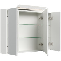 Badezimmer Spiegelschrank 3-türig LED-Lampe 90 cm Wei&s
