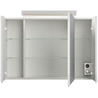 Badezimmer Spiegelschrank 3-türig LED-Lampe 90 cm Wei&s
