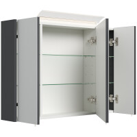 Badezimmer Spiegelschrank 3-türig LED-Lampe 90 cm Grafi