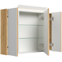 Badezimmer Spiegelschrank 3-türig LED-Lampe 90 cm Eiche