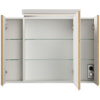 Badezimmer Spiegelschrank 3-türig LED-Lampe 90 cm Eiche