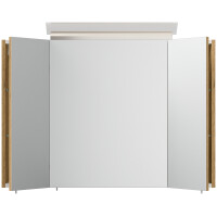 Badezimmer Spiegelschrank 3-türig LED-Lampe 90 cm Eiche