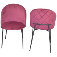 Polsterstuhl - Esszimmerstuhl 2er-Set Pink/Schwarz 3