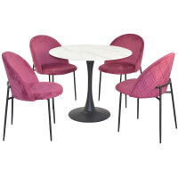 Polsterstuhl - Esszimmerstuhl 2er-Set Pink/Schwarz 6