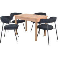 Essgruppe, Tischgruppe 5-teilig Schwarz/ gallery