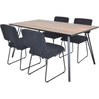 5-teilige Tischgruppe Essgruppe Holzdekor/Schwarz