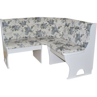 Truhen - Eckbank, Weiß/Stoff Beige 125x125cm 3