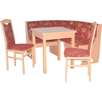 Eckbankgruppe 4-teilig in Buche NB/Rot 3