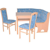 Eckbankgruppe 4-teilig in Buche NB/Blau 3