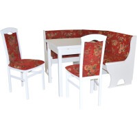 Eckbankgruppe 4-teilig in Weiß/Rot 3