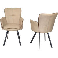 Polsterstuhl - Esszimmerstuhl 2er-Set Schwarz/Beige 3