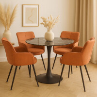 Polsterstuhl - Esszimmerstuhl 2er-Set Schwarz/Terra 5