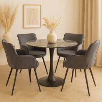 5-teilige Tischgruppe Essgruppe Schwarz/ gallery