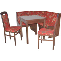 Eckbankgruppe 4-teilig in Nussbaum-NB/Rot 4