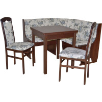 Eckbankgruppe 4-teilig in Nussbaum-NB/Beige 4