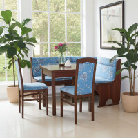 Eckbankgruppe 4-teilig in Nussbaum-NB/Blau 4