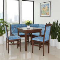 Eckbankgruppe 4-teilig in Nussbaum-NB/Blau 5