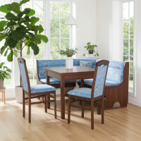 Eckbankgruppe 4-teilig in Nussbaum-NB/Blau 6