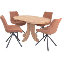 Esszimmer - Tischgruppe 5-teilig mit Ausziehtisch in Eiche-N