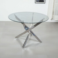 Glas-Esstisch ø 110 cm Chromfarben 2