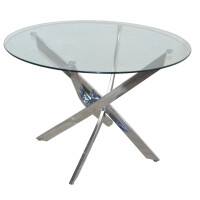Glas-Esstisch ø 110 cm Chromfarben 3