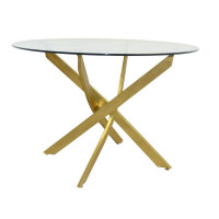 Glas-Esstisch ø 110 cm Messingfarben 5