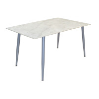 Esstisch mit Steinplatte 140x80 cm Marmoroptik/Beine alufarb
