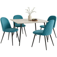 Polsterstuhl - Esszimmerstuhl 4er-Set Schwarz/Petrol 2