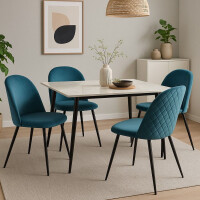 Polsterstuhl - Esszimmerstuhl 4er-Set Schwarz/Petrol 3